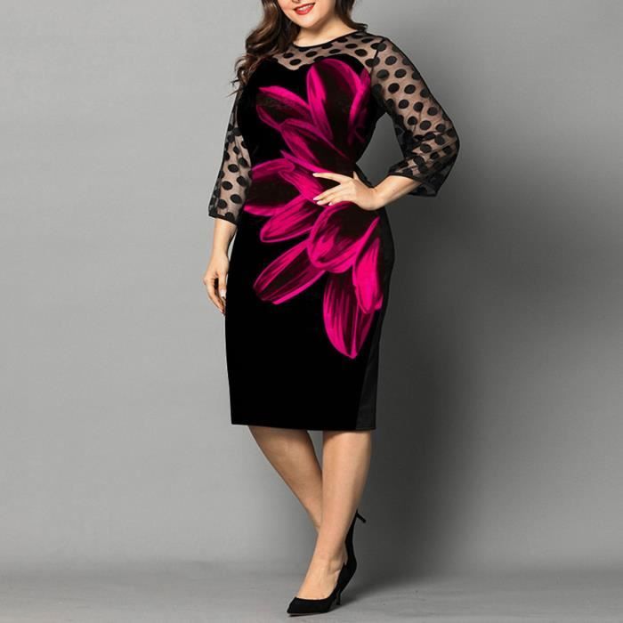Robe cocktail mi best sale longue grande taille