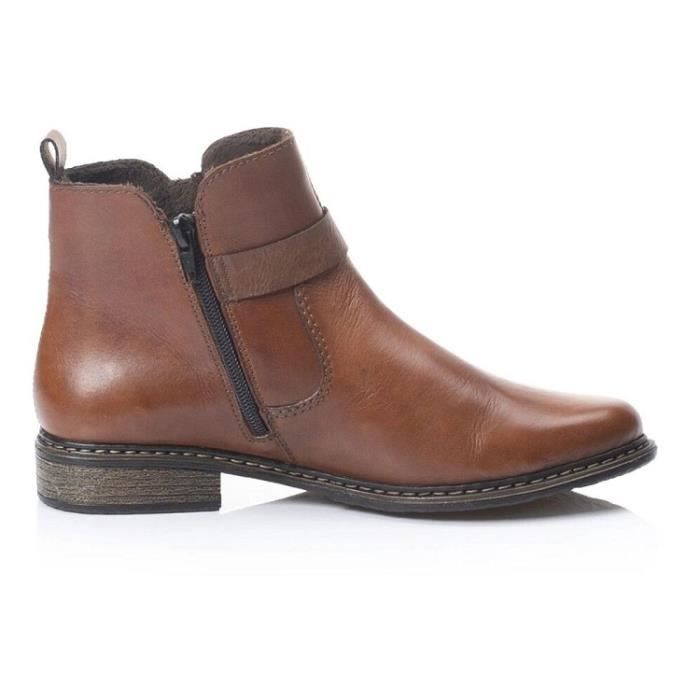 Bottine en cuir Rieker Lugano Femme Marron Confort exceptionnel Marron Cdiscount Chaussures