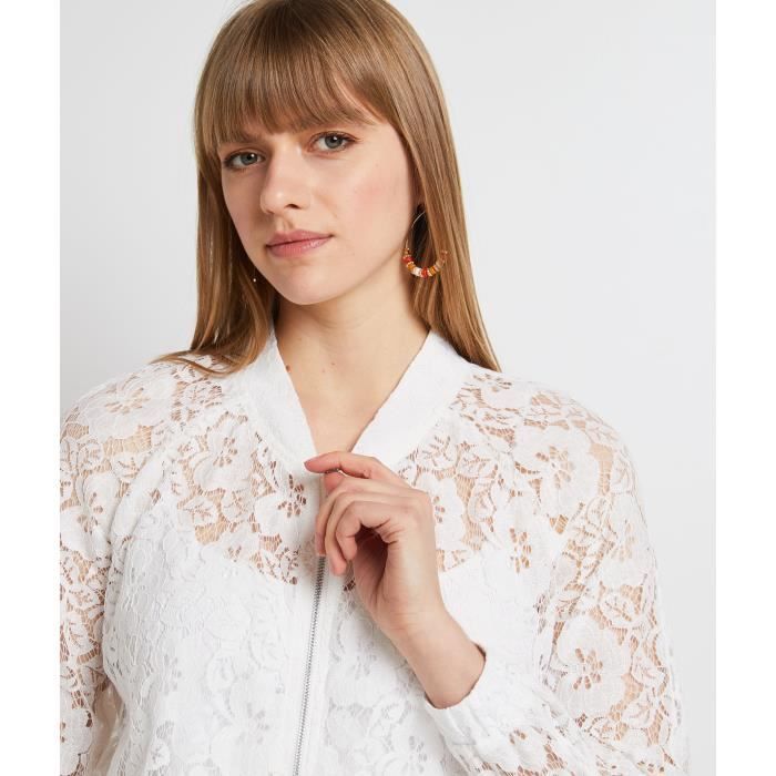 GRAIN DE MALICE Bomber en dentelle Blanc Cdiscount Pret a Porter
