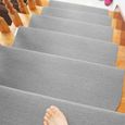 15 tapis de marche d'escalier 21x65cm Gris couture robuste - Antidérapant pose rapide facile-DIANWAA-3