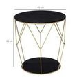 Table basse table d'appoint bout de canapé ronde style art déco Ø 45 x 48H cm MDF noir métal doré-3