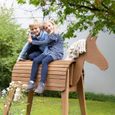 ROBA Cheval d'Extérieur en bois massif pour Enfant - sans Bascule - Grand Cheval de Jardin pour Enfant - Teck-3
