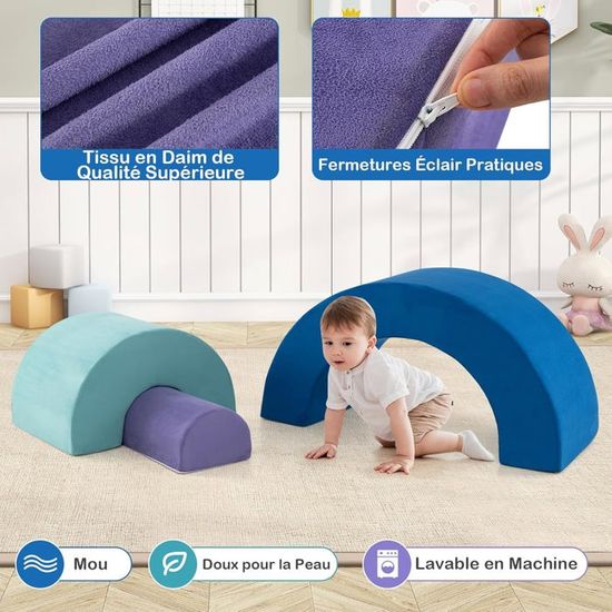 4 PCS Parcours Motricité Bébé, Module Motricité en Mousse, PU+EPE Haute