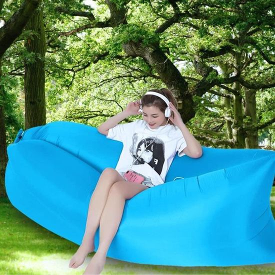 td lit sofa canape bleu hamac gonflable canape de plage de jardin camping piscine plein air 205x70 cm solide et resistant cdiscount jardin