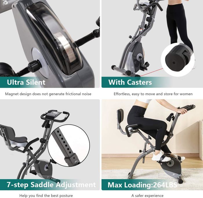 Velo D Appartement Pliable Avec 10 Niveaux De Resistance Magnetique Reglable Velo Stationnaire Pliable Droit Et Incline Est Le Cdiscount Sport