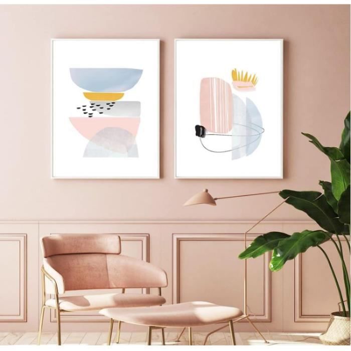 Aurora Tableau Abstrait Pour Salon - Rose Doré - Impression D'art Sur Toile - Décoration Murale - XXL - Grand - Sans Cadre - Rose Doré - 30 X 60 Cm