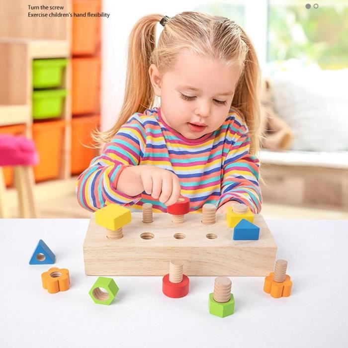 Jeu De Vissage Montessori En Bois - Tournevis Et Vis, Motricité Fine Pour 3-4 Ans (neuf)