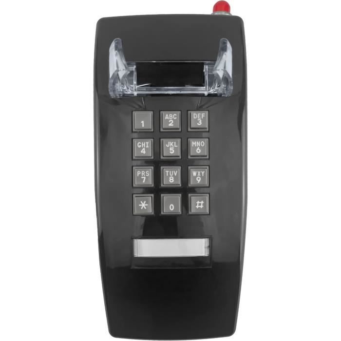 Téléphone fixe mural rétro Opis WallFon câblé - Noir, compatible boxs ...