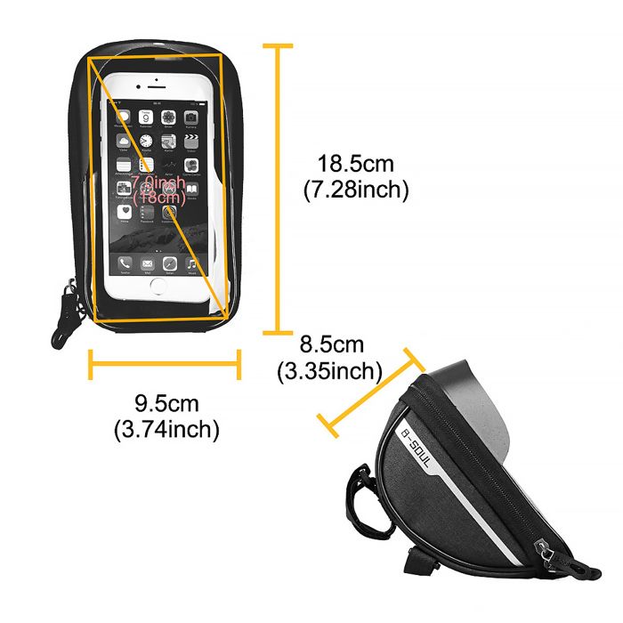 Sacoche Cadre Vélo Étanche 7 Pouces GFFG – Support Téléphone Tactile Sensible + Rangement Accessoires VTT/Route