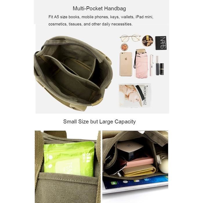 Sac Fourre-tout Toile Femme Zhongningyifeng - Multi-poches Zippé | Idéal Voyage, Shopping Ou Bureau