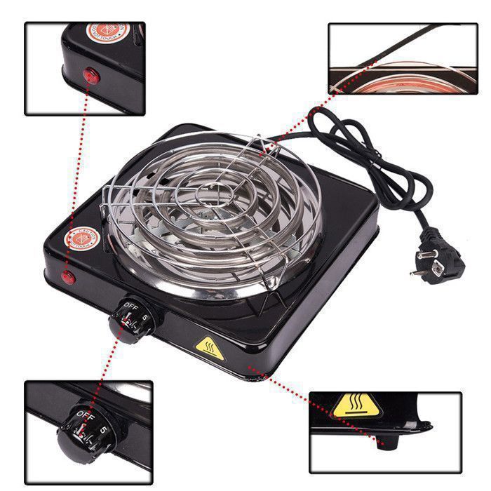 Allume-charbon électrique Pour Chicha 800W - Chauffage 3 Côtés, Allume 6 Charbons En 6 Min - Poignée Froide, Câble 40cm