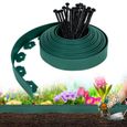 Aufun Bordure de Jardin flexible en Plastique Vert Longueur 10M avec 30 piquets d'ancrage, Bordure de pelouse Douce-0