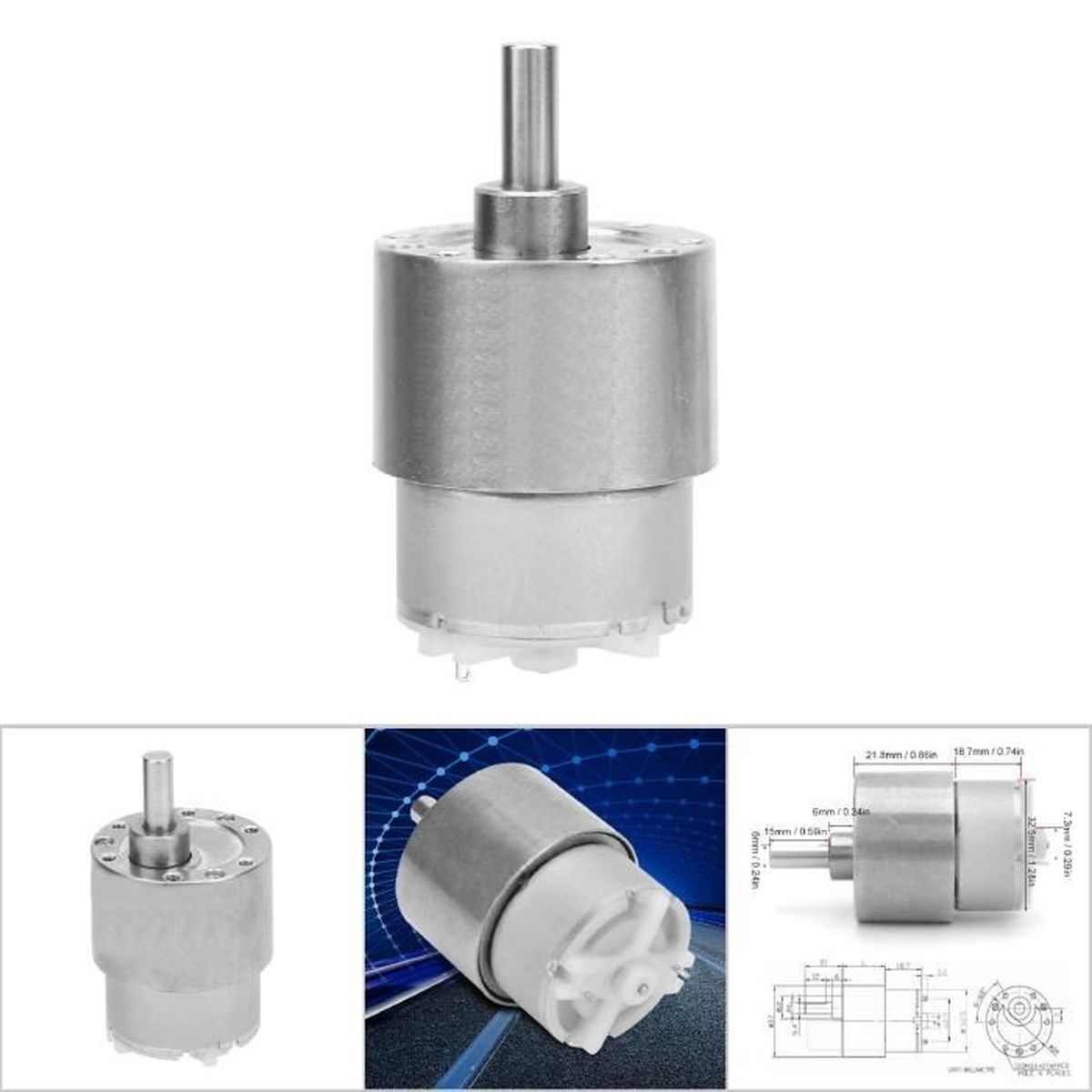 Moteur à Engrenages CC 12V - Motoréducteur Micro Électrique Vitesse Lente 10 Tr/min Avec Rotation Silencieuse