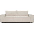 CASAPY Canapé droit convertible 3 places JOSH - velours côtelé beige - Coffre de rangement - L239xP86xH85cm