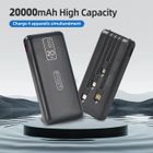 DOCCMIK Batterie Externe 20000mAh - Slimmest Power Bank - avec 4 Câbles Intégrés - Batterie Portable et Affichage LCD Noir