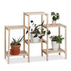 Relaxdays Étagère pour plantes en bois support pot de fleurs en escalier décoration HxlxP: 70 x 89 x 27 cm, nature