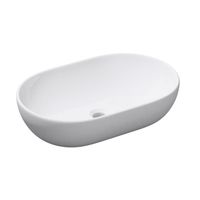 Mai & Mai Lave main évier vasque 60x42x11 cm en céramique blanc ovale lavabo sans trop-plein à poser BR322