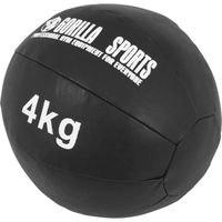 Médecine Ball Gorilla Sports - Cuir Synthétique - 4 kg - Fitness - Adulte - Noir