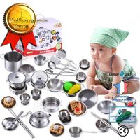 CONFO® 25 pièces de jouets de cuisine pour enfants, jouets de cuisine pour enfants, ustensiles de cuisine et couverts en acier inoxy