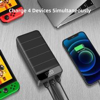 Chargeur Portable, 50000mAh Batterie Externe, Noir Power Bank avec Affichage LCD, avec 3 USB Sortie pour Les Téléphones Mobiles