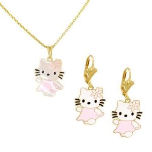 Parure de bijoux Hello Kitty 12 pièces rose kitty - Collier, boucles  d'oreilles, bracelet, accessoire pour cheveux, bague chat chaton, etc.