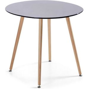 Buybyroom Table à Manger Ronde Moderne Scandinave - Diamètre 80cm, Idéale Pour 2-4 Personnes, Cuisine, Salle à Manger Et Salon - Noir