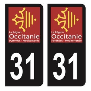 2 Stickers autocollant plaque immatriculation l'Authentique OC Occitanie 