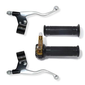 Poignée de gaz accélérateur 22mm 110mm noir gris poli cyclo mobylette moto  (droite) - CYCLINGCOLORS