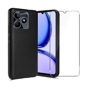 Coque étui + Verre Trempé Pour Realme C25y, C33, C51, C53, C61, C67, C71, C75 - Noir - Neuf Sous Blister