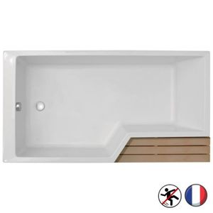BAIGNOIRE - KIT BALNEO Baignoire bain douche antidérapante Neo compacte - JACOB DELAFON - 170 X 70/90 - Gauche - Acrylique - Blanc mat