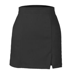 JUPE Mini Jupe en Faux Daim pour Femmes Élégante Jupe Courte Zippée Taille Haute en Faux Daim A-Line Jupe à Imprimé,Noir