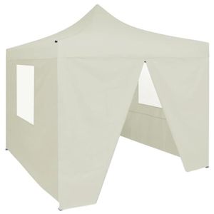 TONNELLE - BARNUM Tente de réception pliable avec 4 parois 2x2 m Acier Crème - VIDAXL - Résistant aux UV et à l'eau