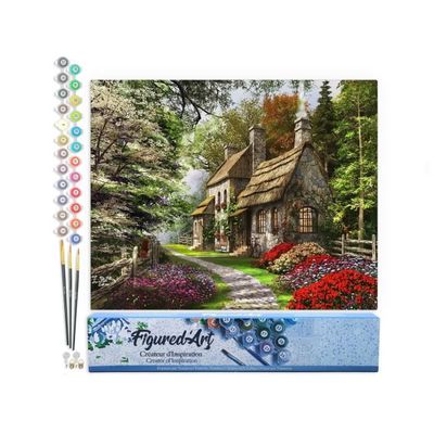 Figured'Art Peinture par Numéro Adulte Jeune Femme au Parapluie - Activité Manuelle Kit de Loisir Créatif DIY Numéro d'Art Complet - 40x50cm avec châssis en bois à monter