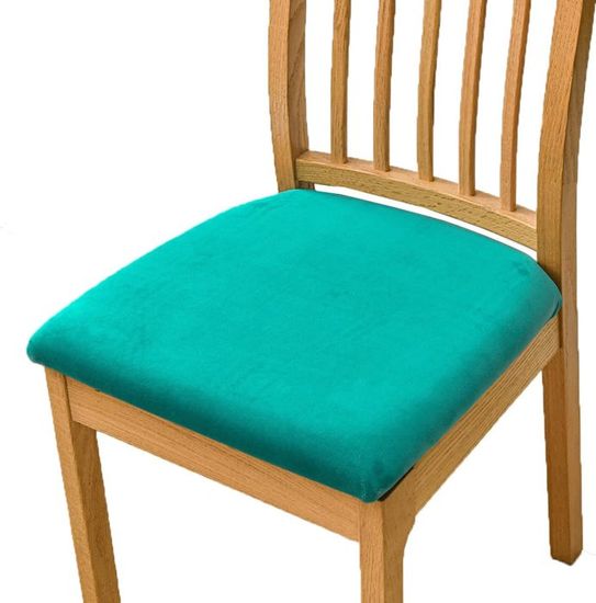 Housse De Chaise Extensible Velours Bleu Vert 2 PCS - Protecteur Antidérapant Pour Salle à Manger Et Restaurant