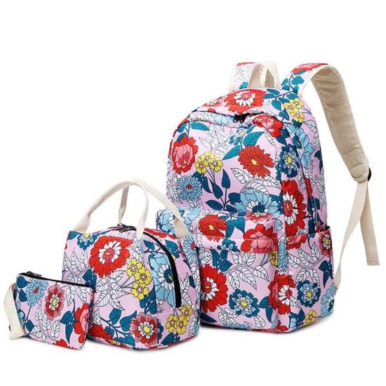 Ensemble De Cartables À Fleurs Colorées 3 En 1, Sac À Dos Étanche Avec ...