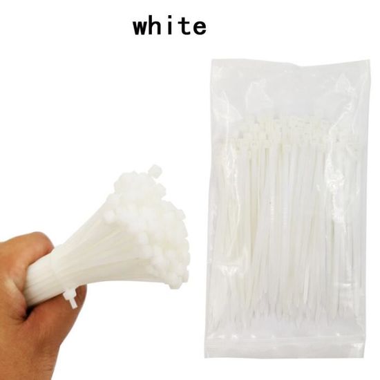 100 Attaches Câble 4 Pouces Blanc - Sangle Zip Nylon, 18 Lbs, Pour Rangement, Bureau