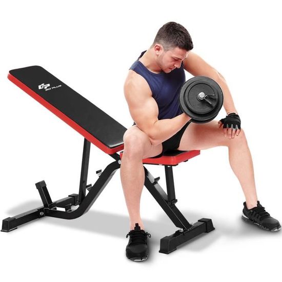 COSTWAY Banc de Musculation Multifonction Dossier Réglable en 6 Positions  0-180° Coussin Incliné à 2 Positions Charge 200kg en Acier - Cdiscount Sport