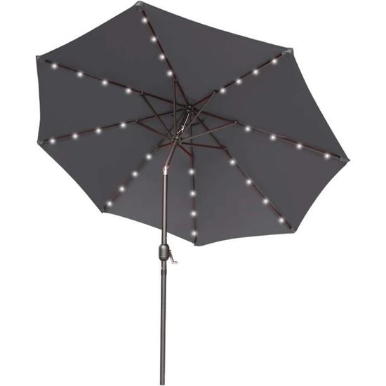 Parasol Double Rectangulaire Avec Lumières LED Solaires - 451 X 267 Cm - Aluminium, Fibre De Verre - UPF 50+