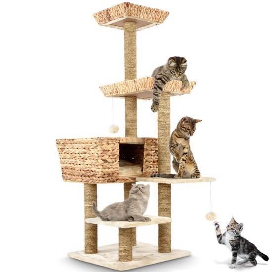 Arbre A Chat Griffoir Centre D Activite 141 Cm Avec Grotte Et Plateaux En Osier Cdiscount Animalerie