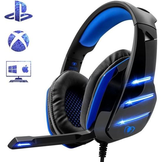 Casque Gaming PS4 Bleu,Casque Gamer filaire PC avec Lumière  LED,Compatibilité universelle avec Xbox One,PS4,PC.etc - Cdiscount TV Son  Photo