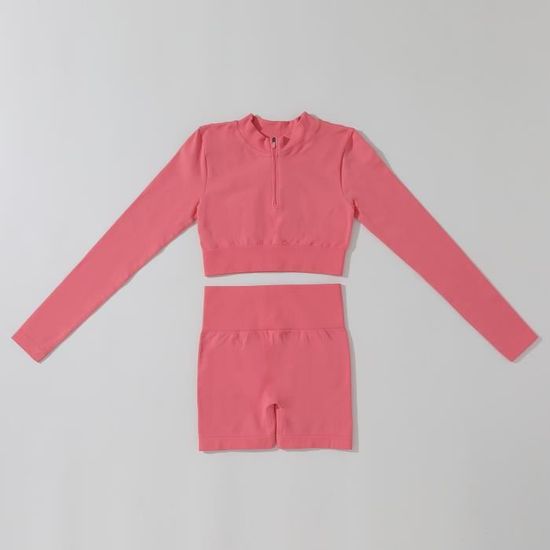 Ensembles D'Entraînement Sans Couture Pour Femmes 2 Pcs Shorts De Yoga Taille Haute Soutien Gorge De Sport Et Ensemble De Course Athl Tique