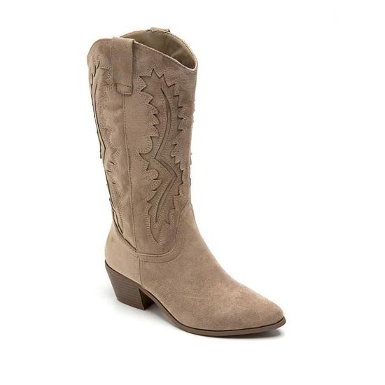 Bottes style santiags en suédine. pour femme - Bottes, cuissardes - La