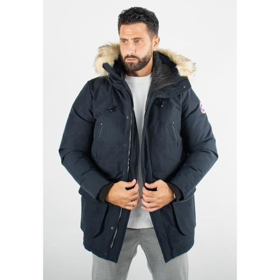 Paragoose - Doudoune homme paragoose navy avec col en fourrure et