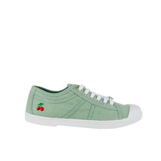 Baskets Le Temps des Cerises Basket Basic 02 E/23 - Femme - Vert - Lacets - Confort Exceptionnel