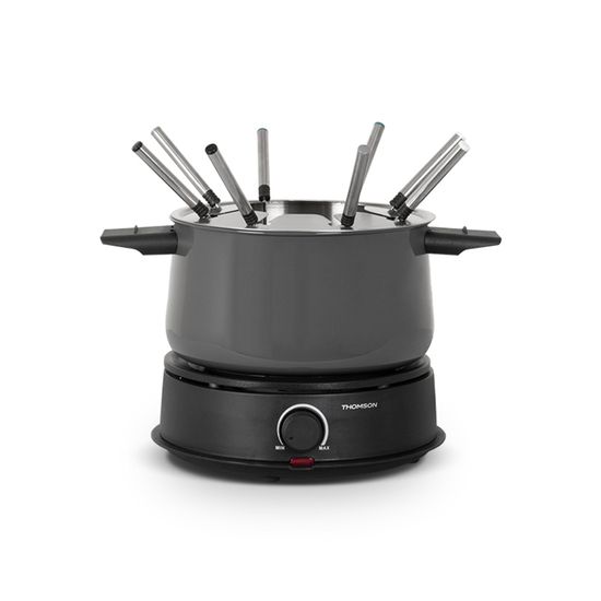 CUSIMAX Fondue électrique 1500 W en acier inoxydable avec thermostat réglable, 8 fourchettes en