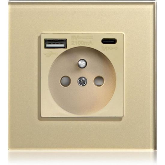 Prise Murale Avec USB Et Type C - 16A, 250V - Blanc - Pour Smartphone, Tablette - Installation Facile