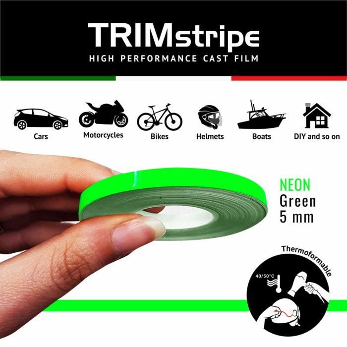 Trim Stripes Bandes Adhésives pour Voitures, Vert Fluo, 5 mm x 10 mt