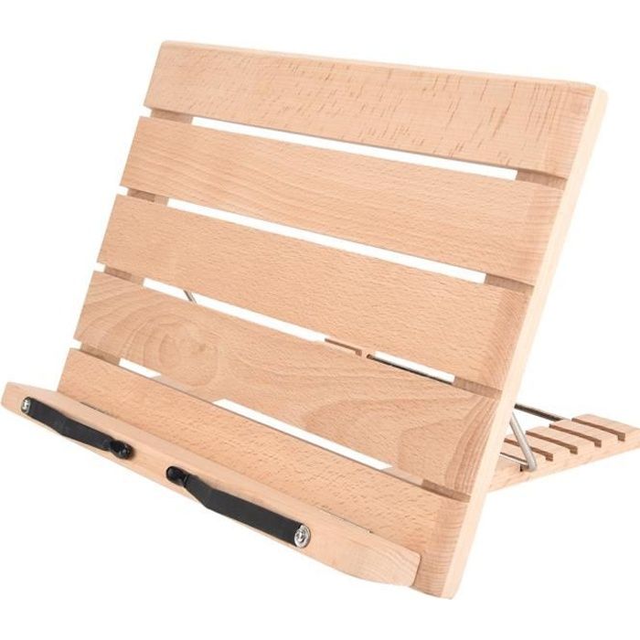 Support livre Porte livre bambou - Porte-Livre Pliable et Réglable 5 Degré Pupitre de Lecture - W 32cm (12.6”) ,H 22cm (8.7”) BOH