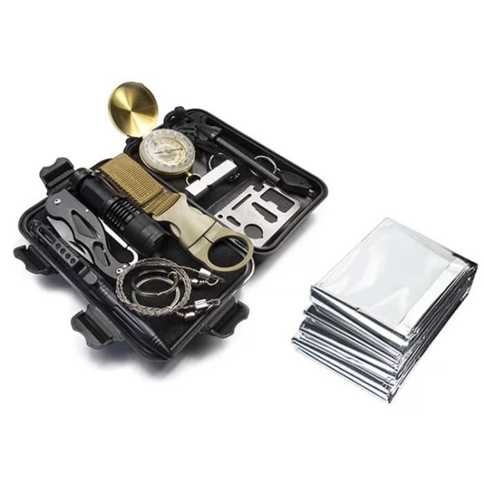 【OUTILS DE CAMPING】Kits d'équipement de survie 13 PC en 1 outil d'Overleven SOS d'urgence en plein air_YU2090