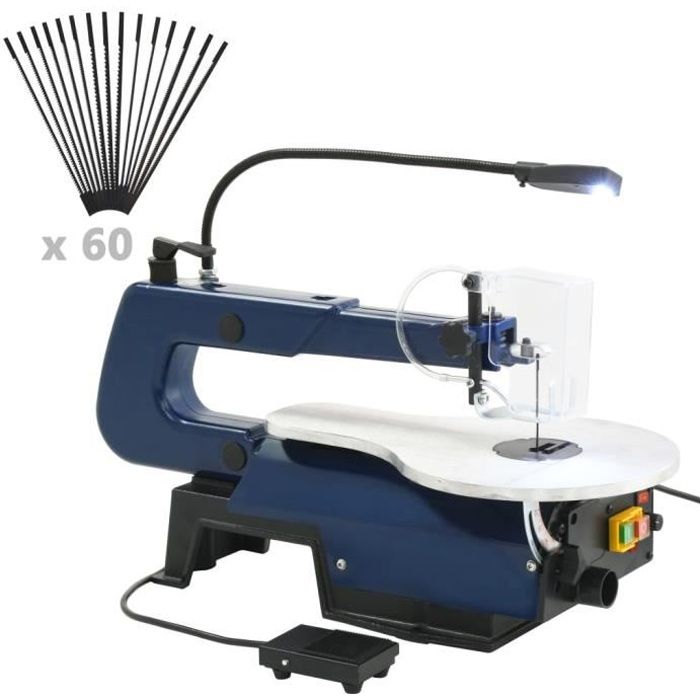 HENGXUAN Scie à chantourner électrique avec pédale et lampe LED 125 W